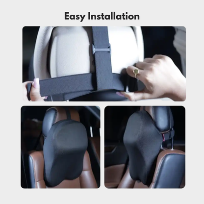 Car neck rest cushion with adjustable strap for easy fit